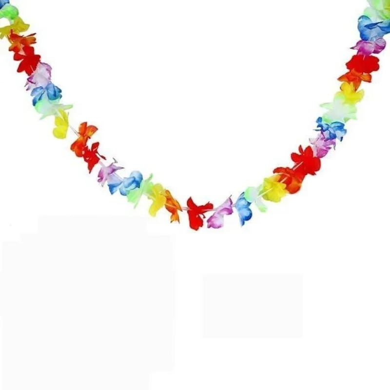 Hawaiian Flower Garland Tropical Artificial Necklace Banner Multicolor Floral Party Decoration Wedding Birthday Party Decor
