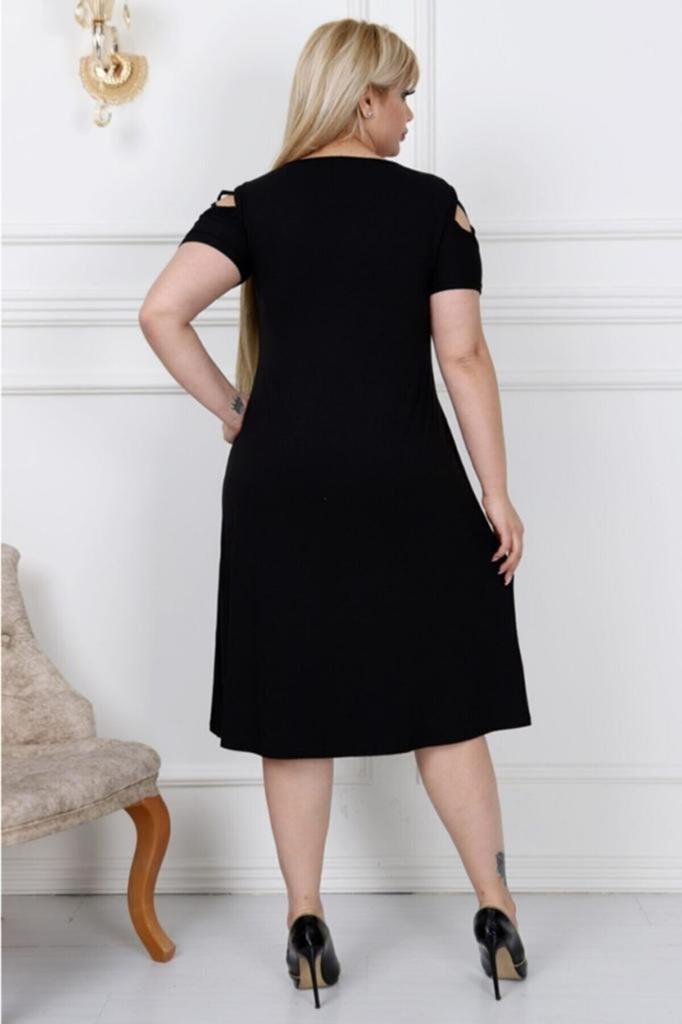 Damenkleid in großen Größen, Übergrößenärmel, Kreuzpaspelierung, Kleid aus Lycra-Viskose