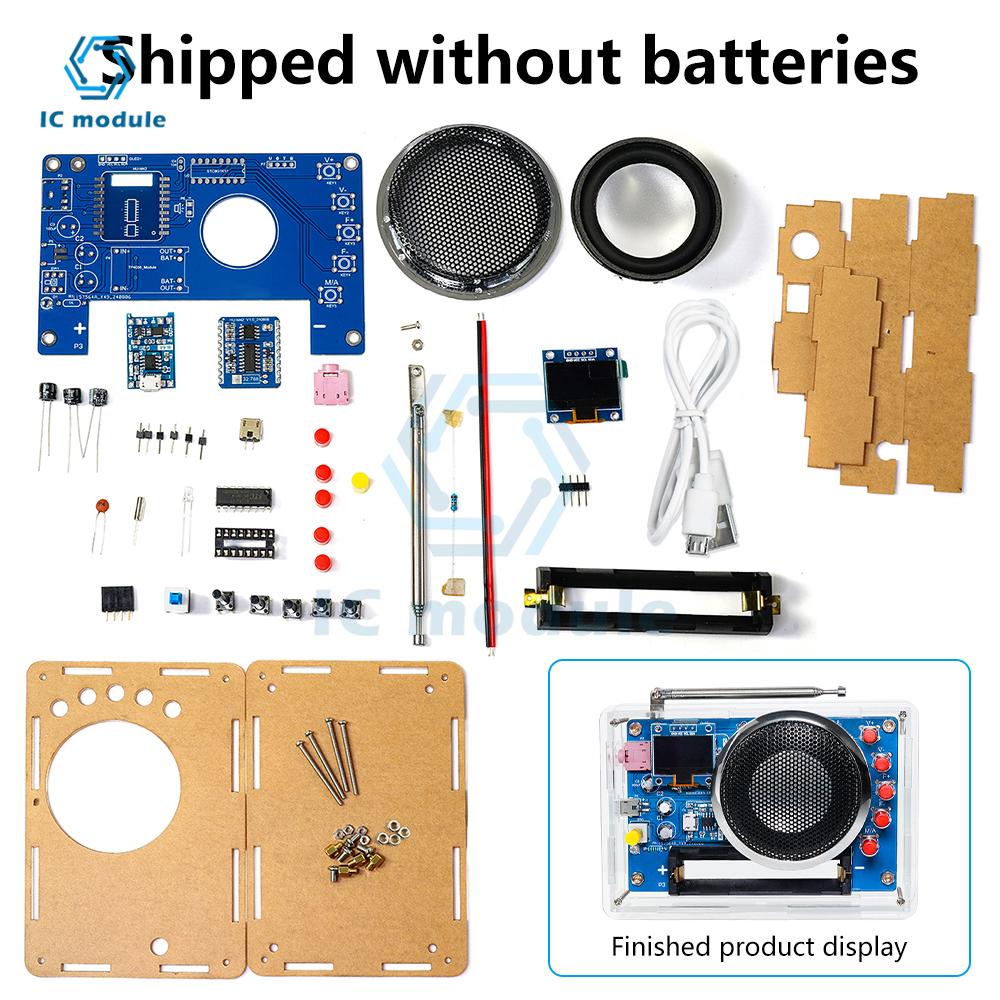 OLED Display Radio Assembly Kit Rechargeable FM Circuit Board Production Welding Electronic DIY Parts