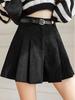 Women's High Waist Khaki Corduroy A-Line Pleated Skort for Autumn/Winter
