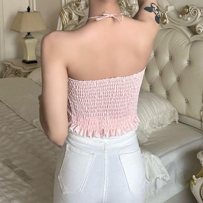 Sexy Strapless Mini Tank Top Women Summer Outdoor Sweet Spicy Short Strapless Tight Body Irregular Breathable Top