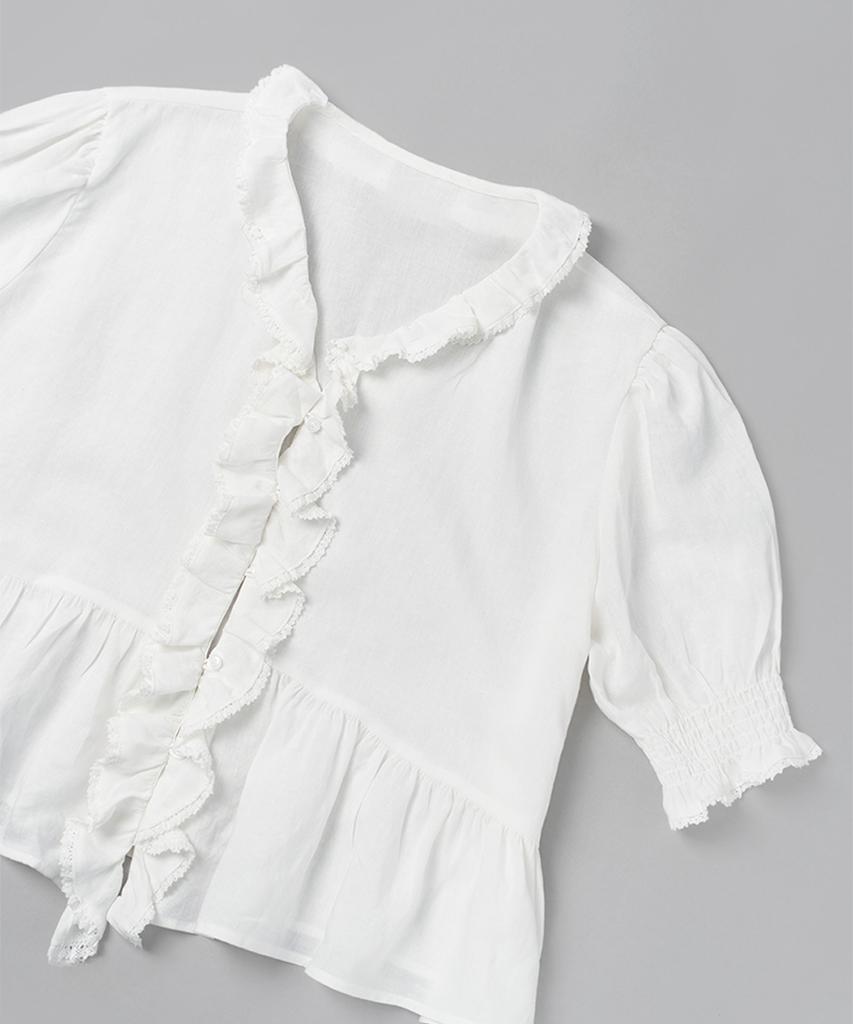 WITHOUT SUMMER Moi Ruffle Blouse_Ivory