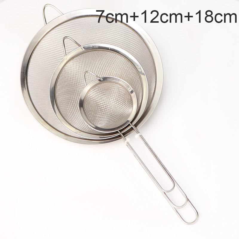 

3Pcs Stainless Steel Fine Mesh Flour Sifter Set With Handle For Baking Cake Powder Sieve Kitchen Cooking Strainer Accessories 3PCS 7-12-18cm