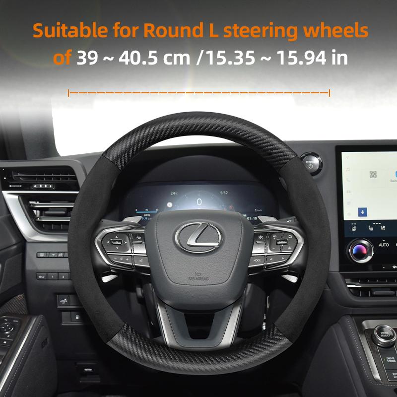 Suitable for Lexus Suede Matte Carbon Fiber Texture Steering Wheel Cover Suitable for Is250 Gs300 Lx 570 Nx Is350 2019 Es350 Gx460 Is 300 Ls400 Is300