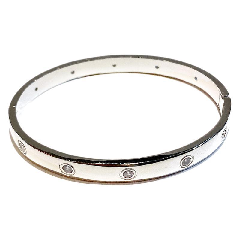 A Niche High-end Copper Micro Inlaid Zircon Bracelet for Female Couples, with a Plain Circle and Shiny Bracelet