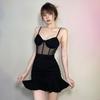 Elegant Mesh Patchwork Black Fishtail Mini Dress - Figure-Hugging Summer Style for Women