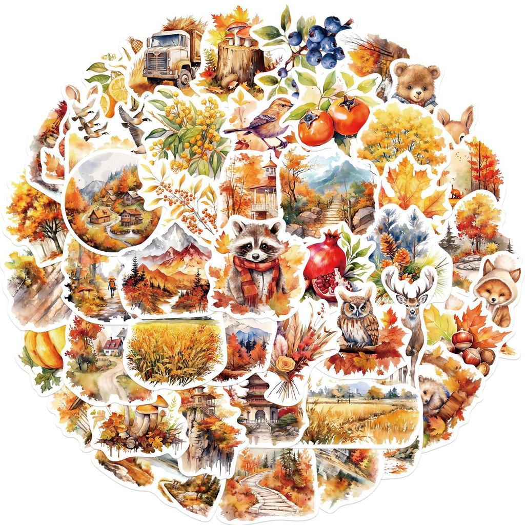 50 Cartoon Autumn Harvest Graffiti Stickers Decorate Guitar Notebook Suitcase DIY Waterproof