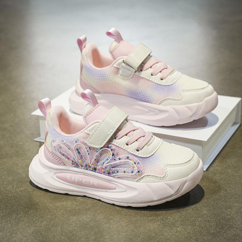 Girls' sports shoes Spring and Autumn 2025 new mesh breathable children's dad shoes medium and older children's foreign ultra-light running shoes