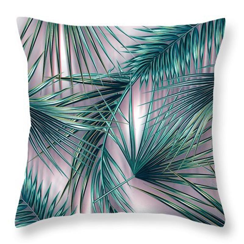 Rainforest Tropical Plant Leaf Print Pattern Cushion Cover Home Living Room Sofa Decoration Square Polyester Pillow Pillow Cover