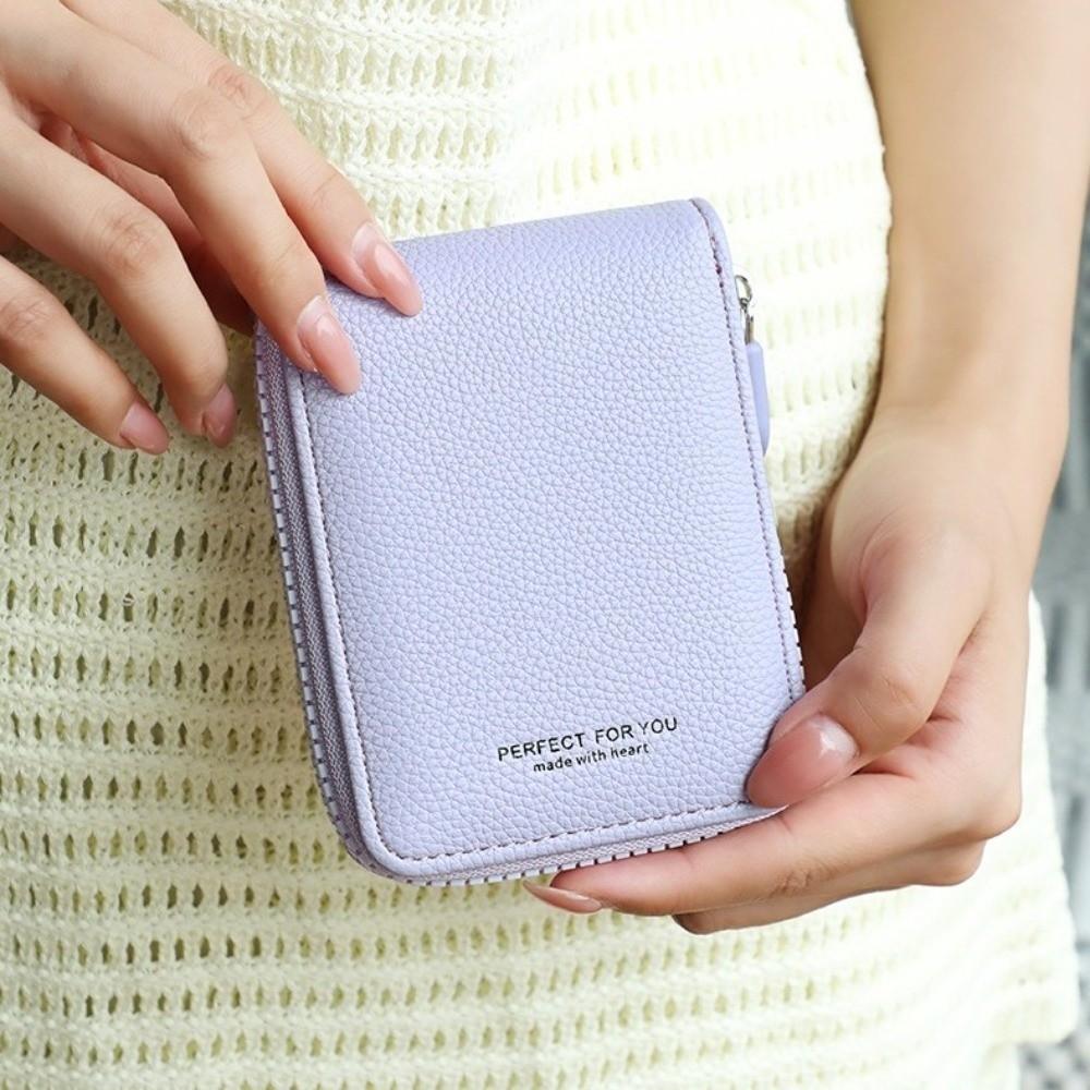 Short Clutch PU Leather Card Holder Zipper Coin Purse Retro Women Short Wallet Card Storage Bag
