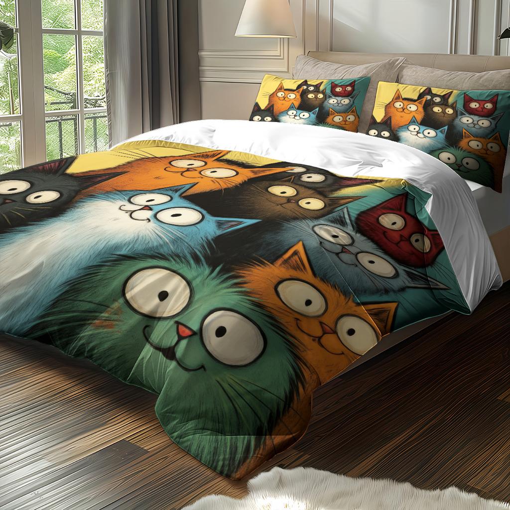 Home Textiles Cartoon Cat Children's Bedding Kit Skin-friendly Grinding Student Dormitory Three-piece Set No Sheets