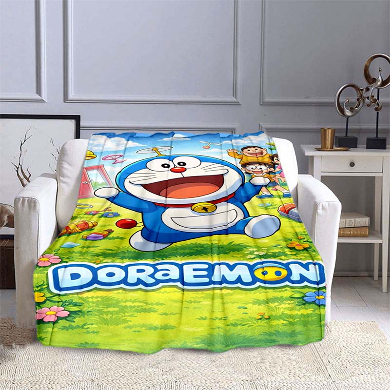 This 3D Printed Doraemon Cartoon Blanket Is a Warm and Comfortable Flannel Blanket Suitable for Bedrooms, Sofas, Beds, Chairs,