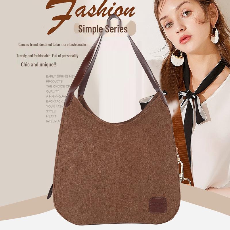 

2024 Retro European & American Canvas Tote Bag - Versatile, Large Capacity Shoulder Handbag for Women озеро синього кольору