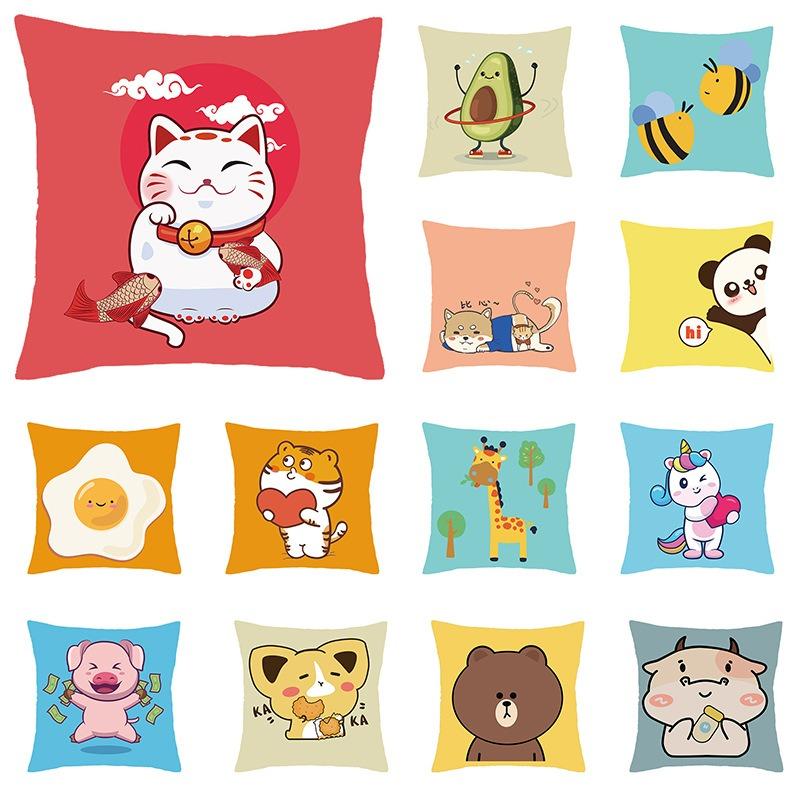 Juste de coussin de luxe avec imprimé animal de dessin animé, petit tigre mignon, taie d'oreiller, décoration d'intérieur, bureau, canapé, voiture