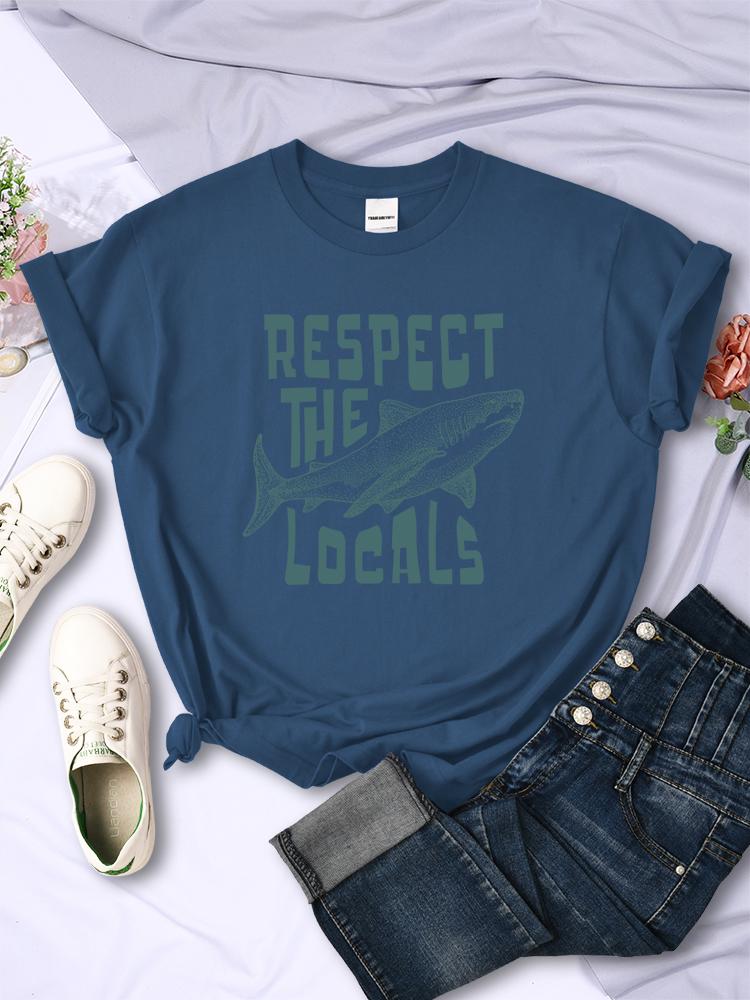 Respect The Locals Shark New 3D Prints Women Tee Clothing Casual Personality T Shirts Street Hip Hop Short Sleeve Summer Womans Tops