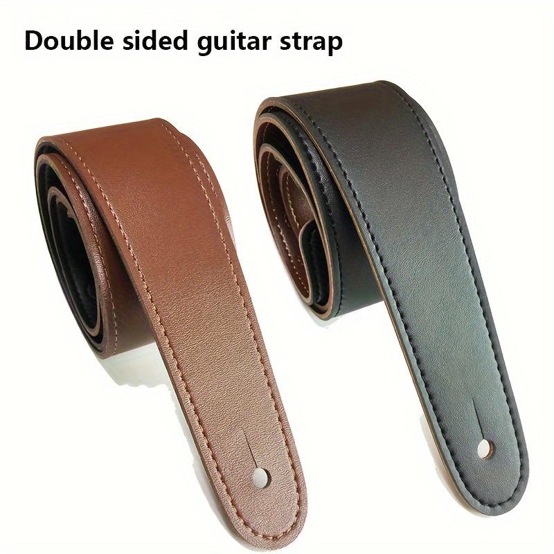 Leder Gitarrengurt 6 cm Breite Beidseitig tragbar Verstellbar von 118 cm bis 136 cm für E-Gitarren, Akustikgitarren, Bassgitarren