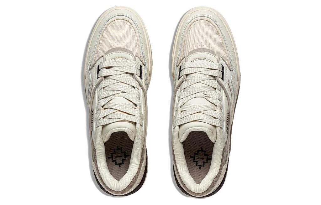 Li Ning 001 BTC PREMIUM Cow Leather, Textile Comfortable Slip Resistant Low Top Skateboard Shoes Men's Bone White AGCT101-2