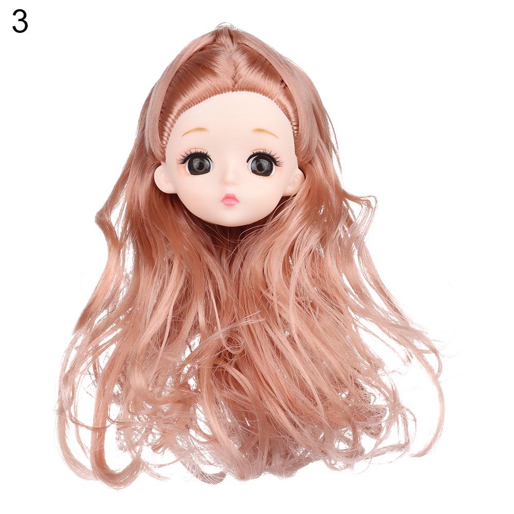 30CM Doll Head With Long Curly Hair Straight Wig For 16cm Dolls Accessories Removable Joint Toys DIY Head For 1/6 BJD Dolls