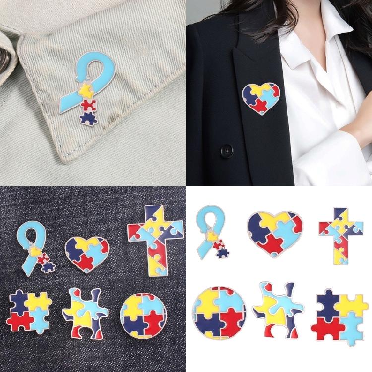 Regnbågspusselbrosch Autismmedvetenhet Pussel Lapel Pins Autismmedvetenhetsnål Kreativ Broschnål