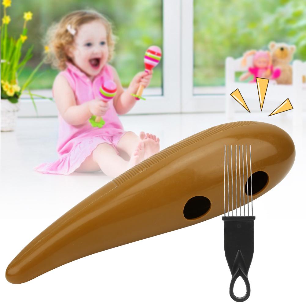 Plastic Guiro with Scraper Hand Orff Percussion Instrument Children Music Teaching Toy