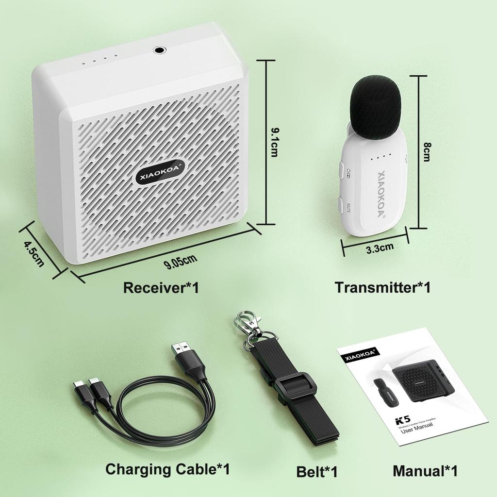 XIAOKOA Wireless Amplifier 10W Portable Bluetooth Speaker with Microphone Long-Distance Transmission Noise Reduction Mute Rechargeable Suitable for