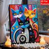DIY Abstract Cat Pearl Diamond Art Kits Without Frame 30x40cm Gem Art Diamond Painting Kits for Adults/Beginners Gift Idea Home Wall Decor
