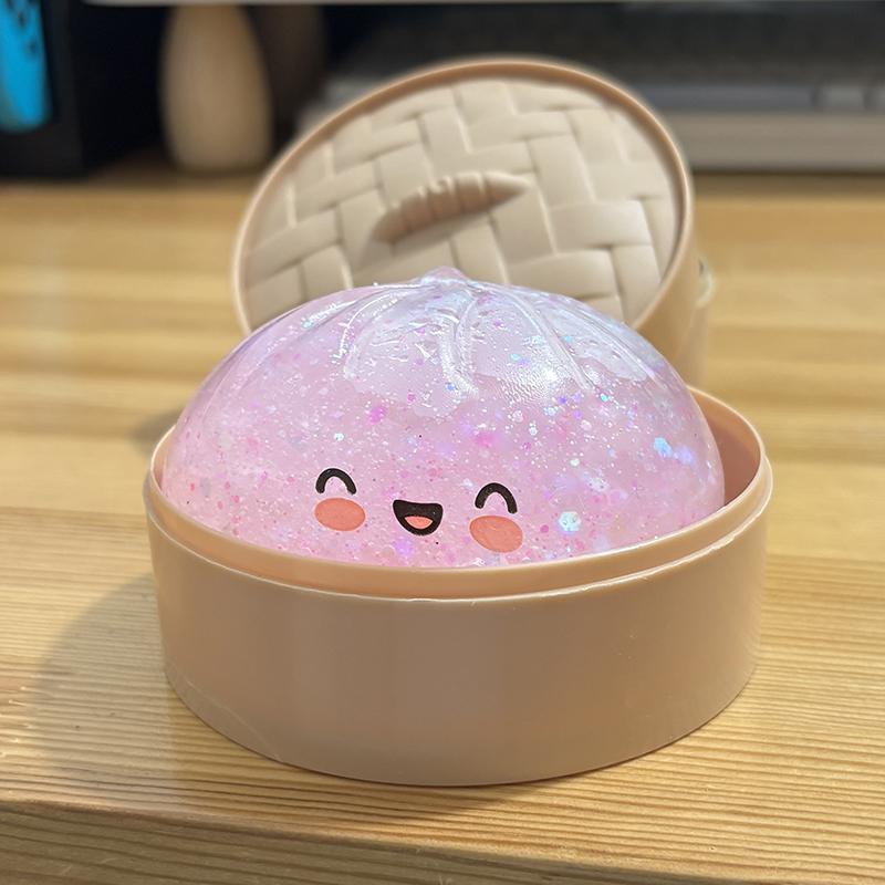 Glitzer-Knödel Squishy Stressball Spielzeug Knödel Anti-Stress Fidget Spielzeug Simulation Essen Squishies Weicher Knete-Ball zum Quetschen Geschenk