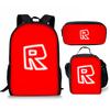 New Roblox Student School Bag Roblox Digital Printing Backpack Three-piece Set Lunch Bag Pencil Case