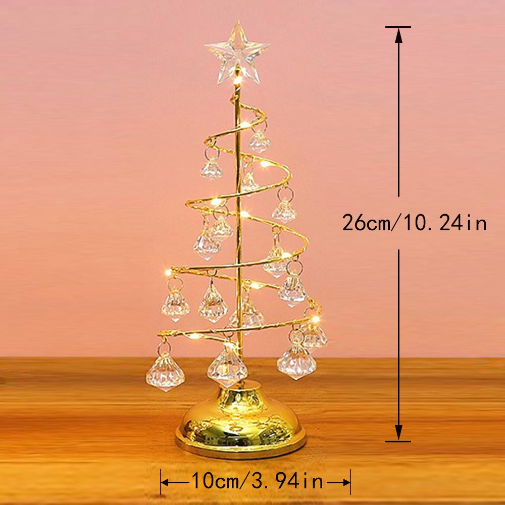 LED Iron Art Diamond Christmas Tree Ornaments - Decorative Desktop Lights