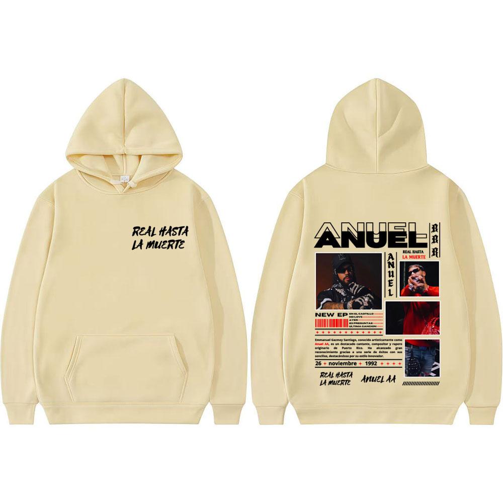 Rapper Anuel AA Real Hasta La Muerte Album Tour Cover Sweatshirt Men Women Vintage Hip Hop Trend Hoodie Streetwear Loose Hoodies