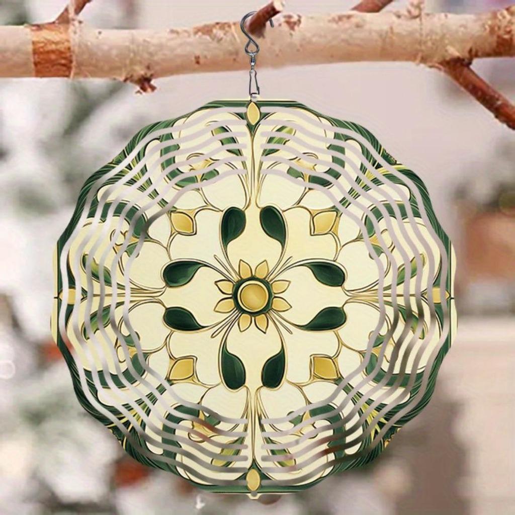 Floral 2D Metal Wind Chime Outdoor Hanging Garden Decor with Intricate Cut Out Design Weather Resistant for Patio Wedding Christmas Gift