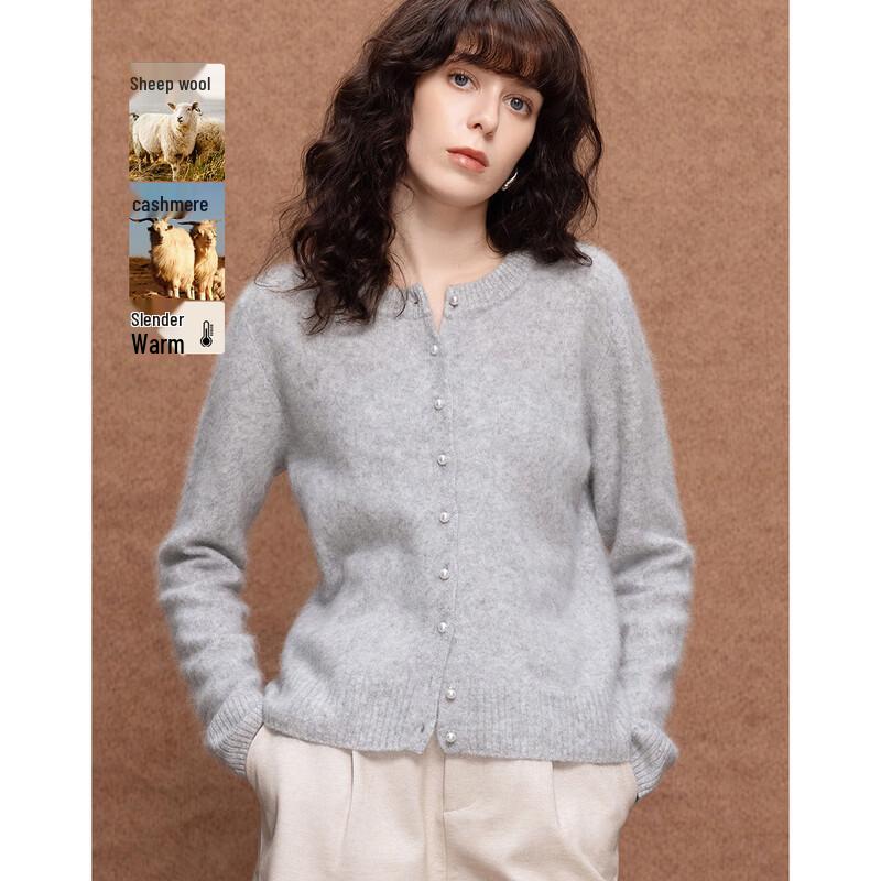 Demana Lambswool Pearl Button Cardigan
