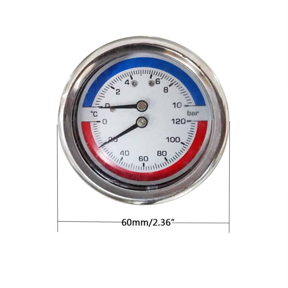 Temperature Pressure Gauge for Boilers with Multiple Mounting Methods and Thread Sizes Designed for Floor Heating