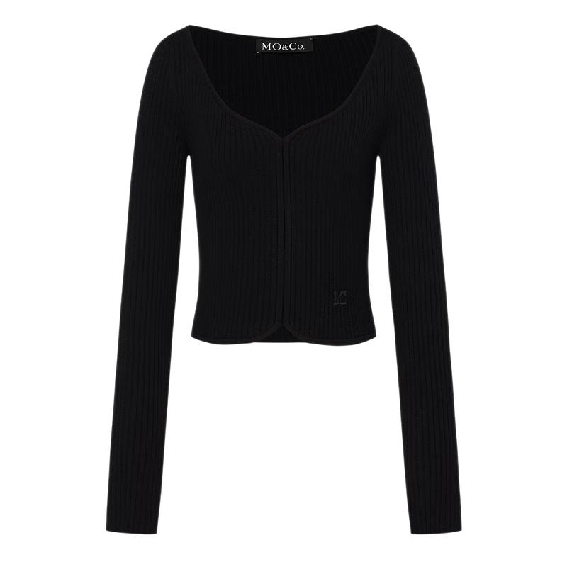 

MO&Co. Короткий облегающий трикотажный топ с V-образным вырезом L 170