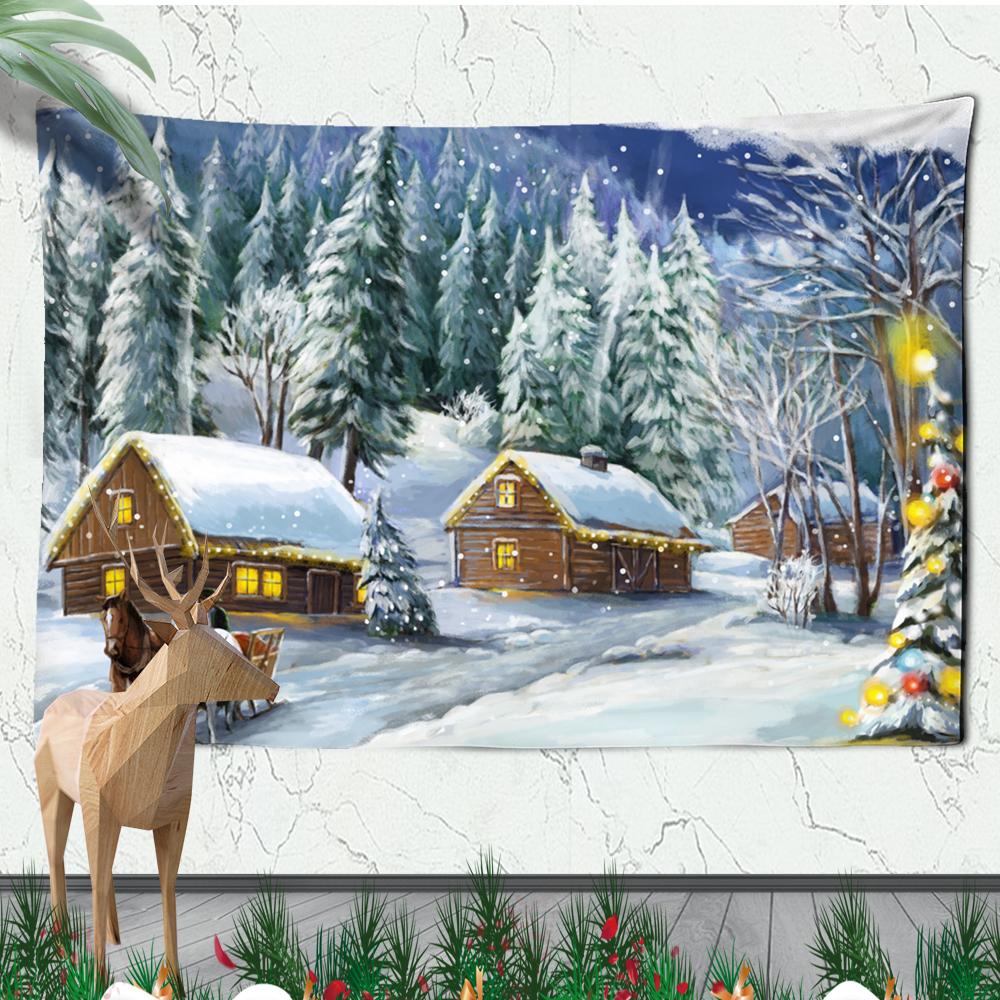 Christmas Wall Hanging Christmas Fireplace Home Wall Christmas Snowman Tapestry Large Size Tapestry