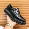 Fashion men dress shoes lace up Style Men's Business Patent Leather Thick Bottom Shoes Luxury Formal Black business shoes men