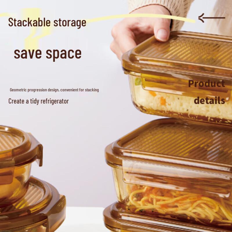 LOCK&LOCK Amber Heat-Resistant Glass Food Container Set