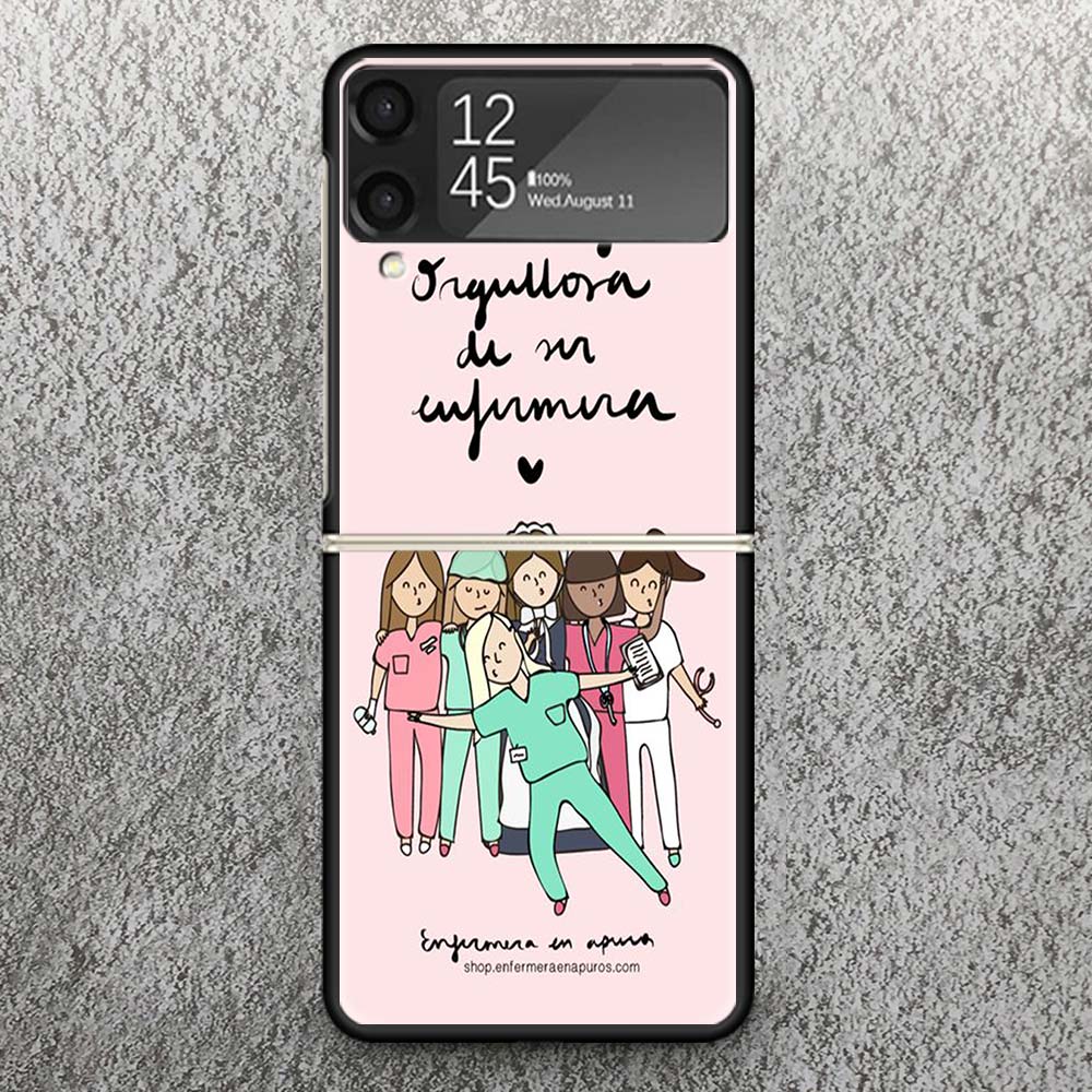 Funny Medicine Nurse Doctor Print Case For Samsung Galaxy Z Flip 3 4 5 6 7 5G Phone Shell Flip7 Flip6 Flip5 Flip4 Flip3 Pattern