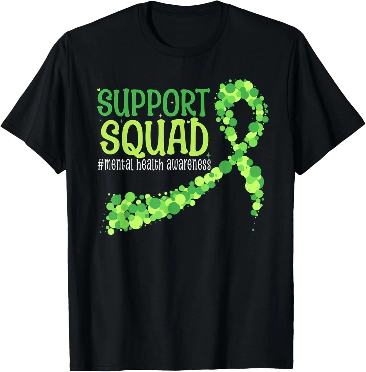 Cute Green Ribbon Mental Health Awareness Support Squad T-Shirt XL