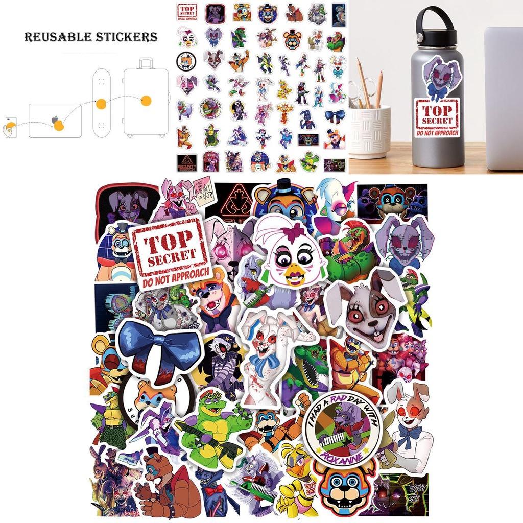 50pcs Fnaf Stickers Waterproof Adhesive Reusable Decor