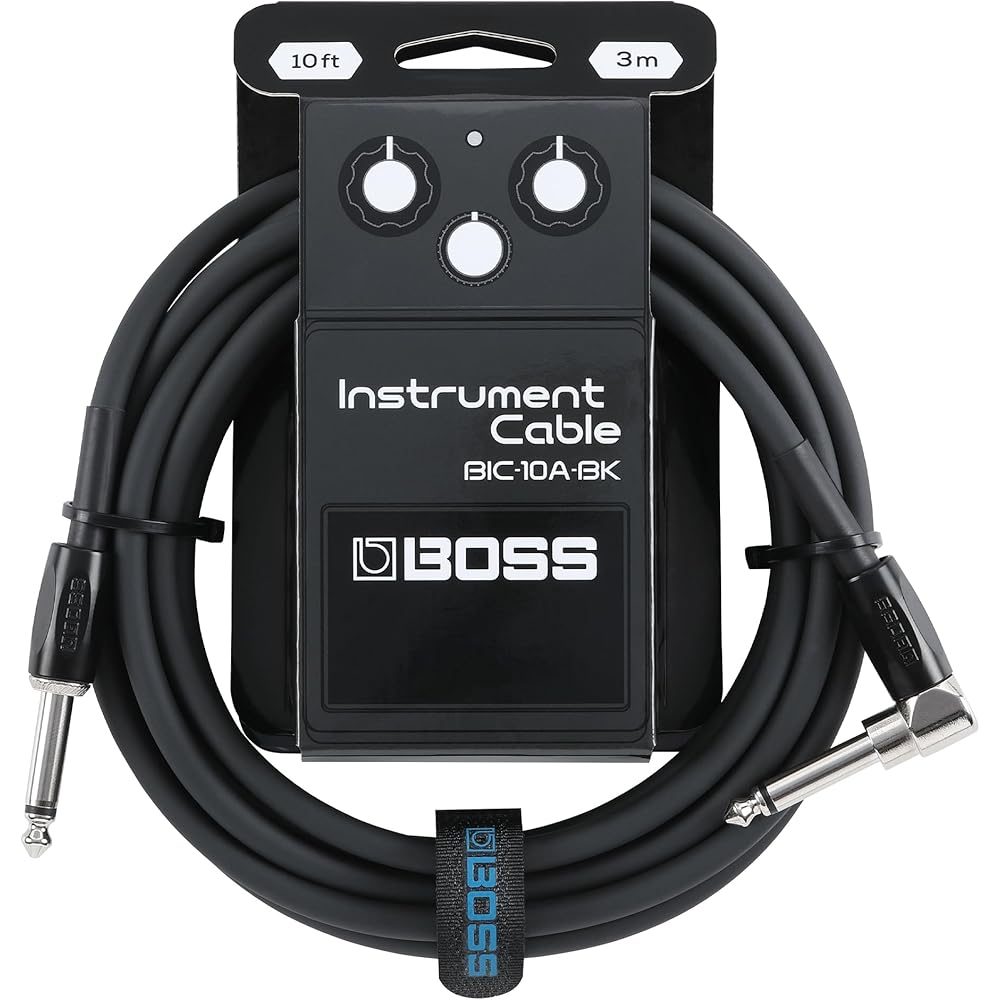 BOSS BIC-10A-BK Guitar Cable Black 3m L-Type-Straight Non-Oxygen Flow Braided Cable