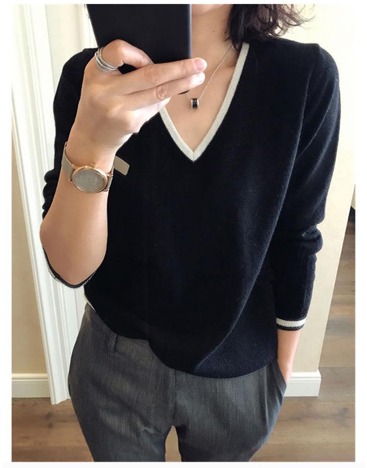 2023 Autumn V-Neck Women's Loose Knit Pullover Sweater
