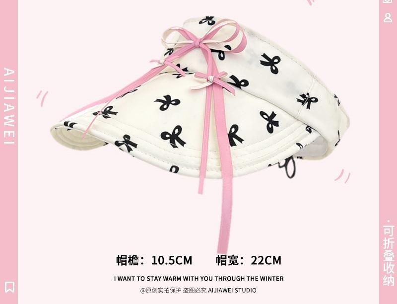 2025 Small Fresh and Sweet Bow Empty Top Hat Spring and Summer UV Protection Versatile Sunshade Sun Protection Cap