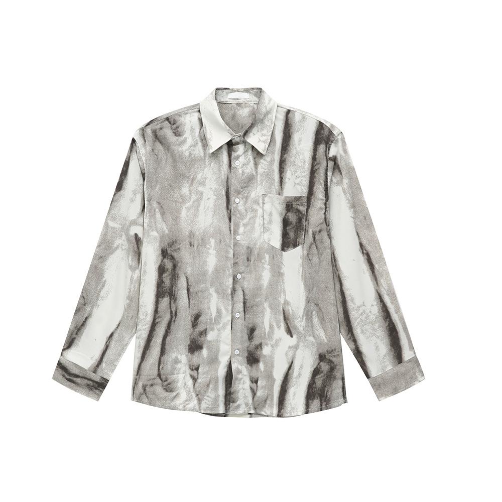 

Новая мужская модная легкая роскошная повседневная рубашка с принтом в виде галстука и чернилами на всю длину тела L серый