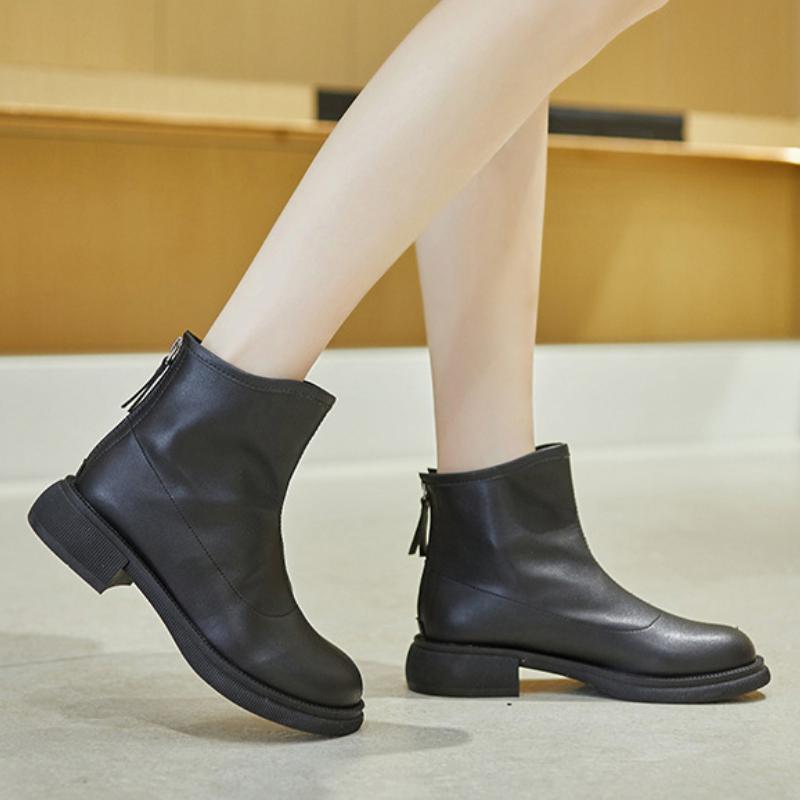Woman Ankle Boots British Style Casual Comfort Martin Boots Female Back Zipper Chunky Chelsea Boots Footwear