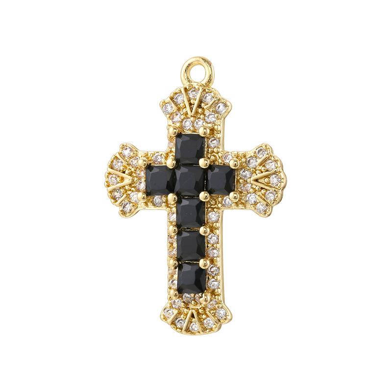 Hafif Lüks Bakır Renkli Pırlantalar Kakmalı Haç Kolye Ucu Kişiselleştirilmiş Hip Hop Kendin Yap Bileklik Kolye Takı Ucu Vd2055