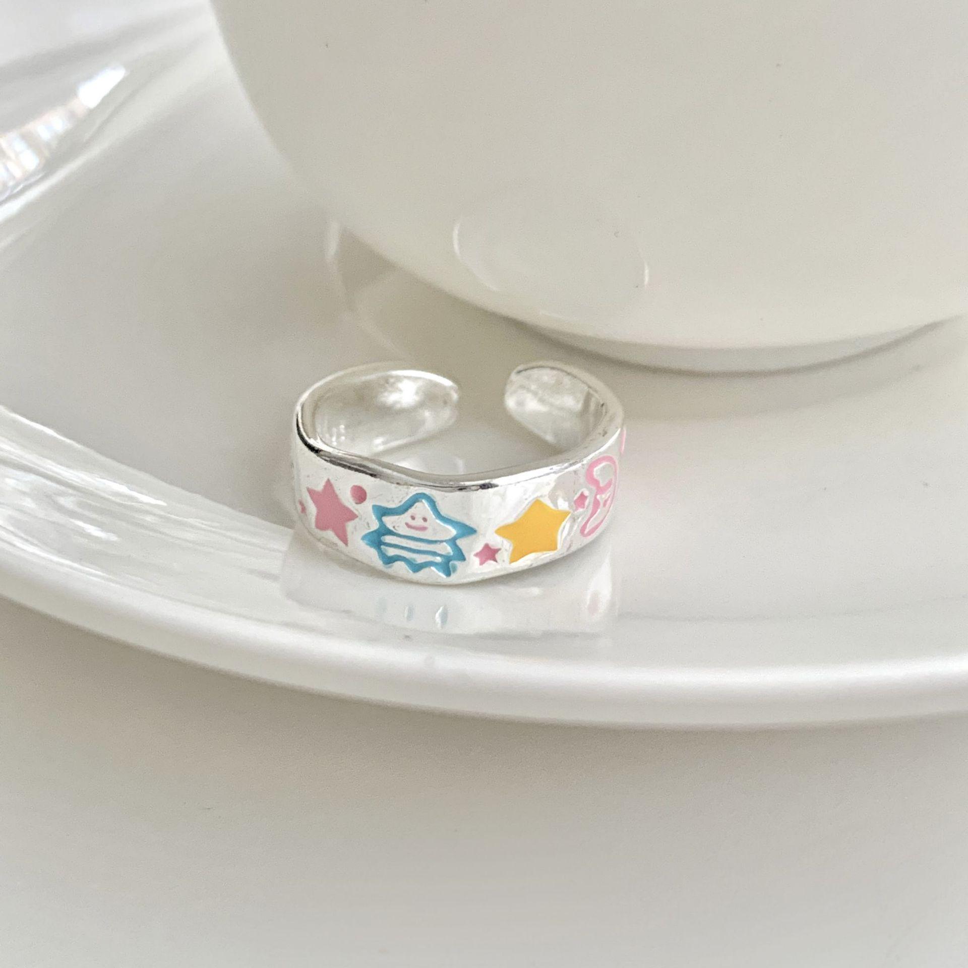 

Rainbow Drip Glaze Dinosaur Ring: Fun, Versatile, Stackable, Open Star Design for Girls Adjustable Open