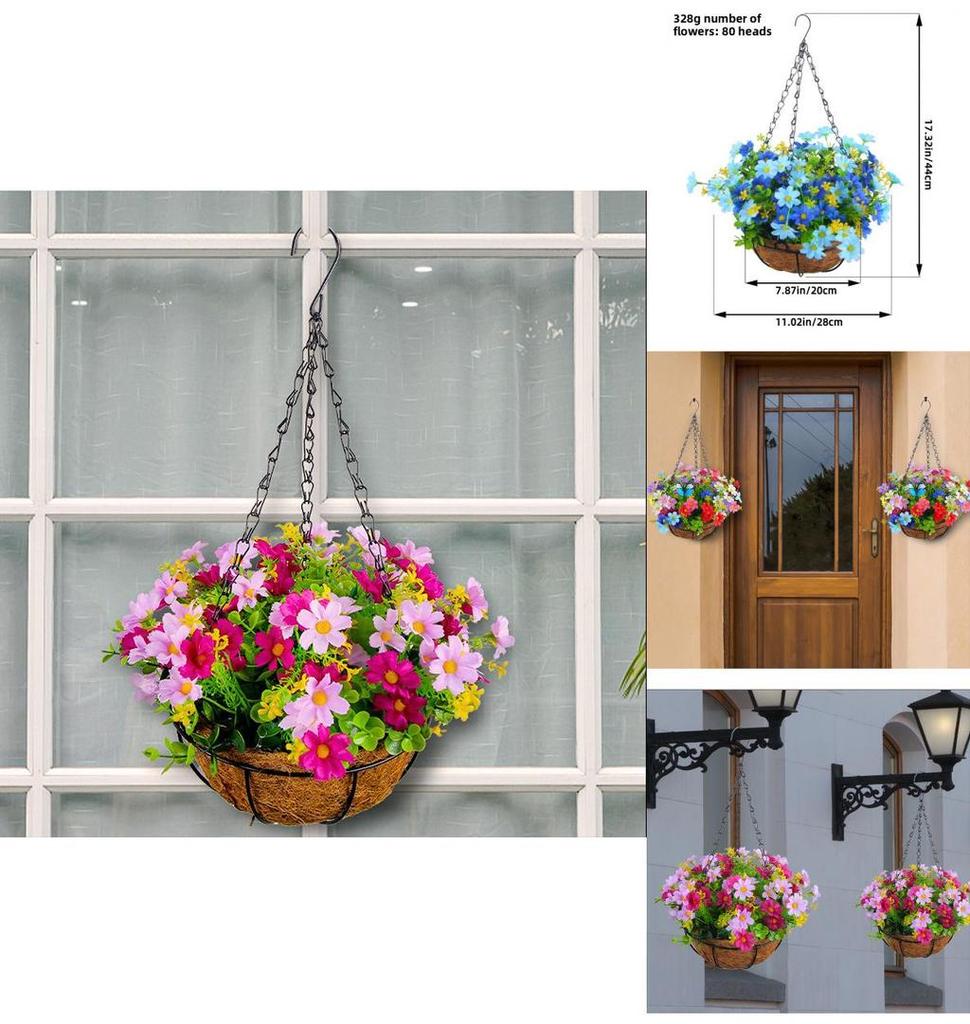 Heimdekoration Künstliche Blume Hängekorb mit Schmetterlingsdesign für Wohnzimmer und Garten