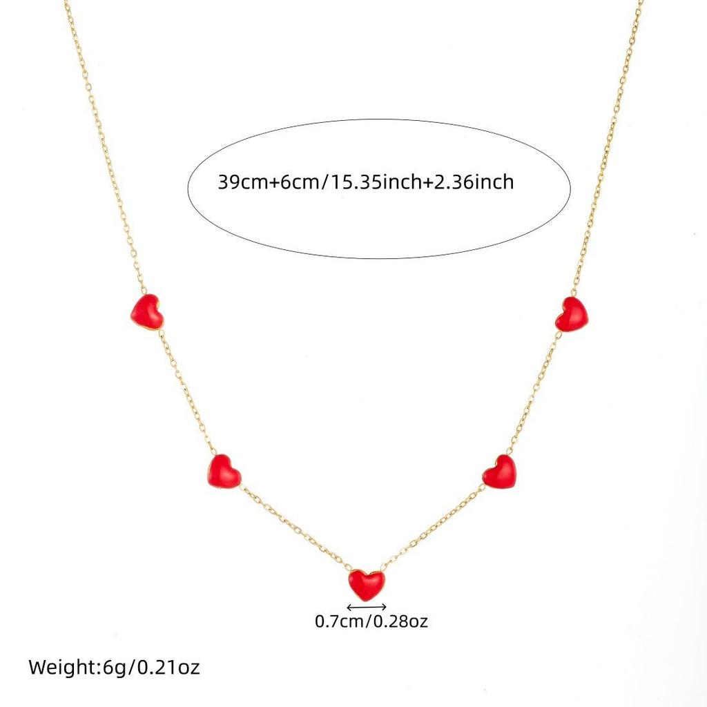 Niche Light Luxury Red Heart Pendant Set: Gold-Plated Stainless Steel Jewelry