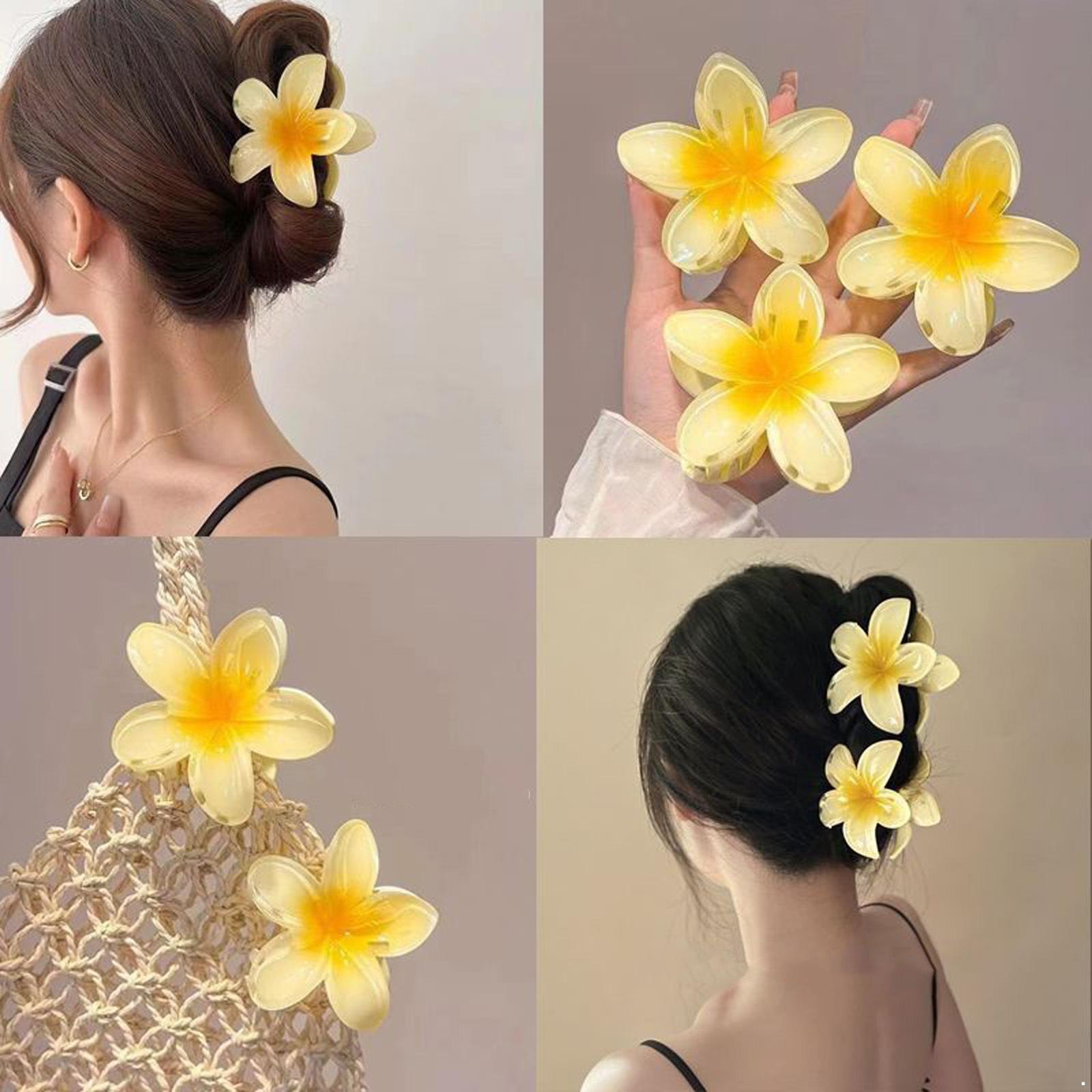 

2Pcs Floral Hair Clips for Women Girls Cute Flower Hair Claw Clips Non Slip Grip Hair Barrettes Alligator Clips for Women Vacation Beach Party One Size